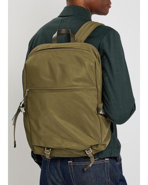 Paul Smith Green Logo-Embroidered Nylon Backpack for men