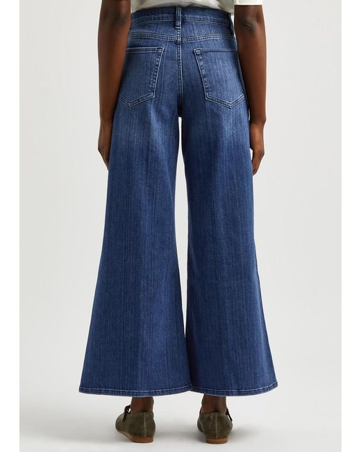 FRAME Blue Le Palazzo Crop Wide-Leg Jeans