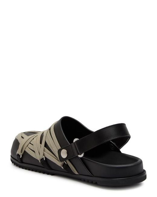 Rick Owens Black Mega Lace Leather Mules for men