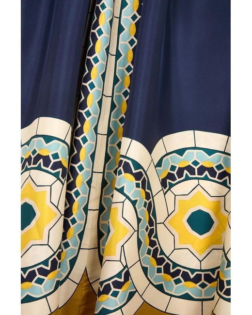 LaDoubleJ Blue Magnifico Printed Silk-Satin Maxi Dress