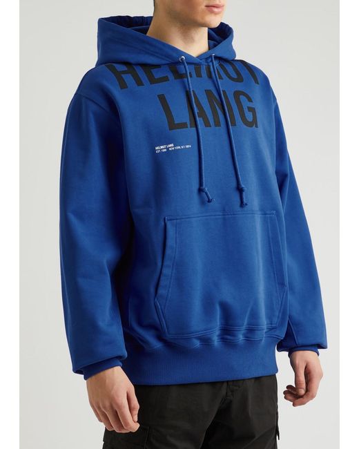 Helmut Lang Blue Logo-print Hooded Cotton Sweatshirt for men