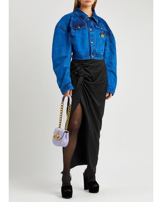 Vivienne Westwood Black Long Side Panther Wool Maxi Skirt