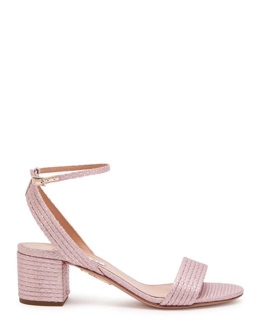 Aquazzura Pink Sundance 50 Woven Sandals
