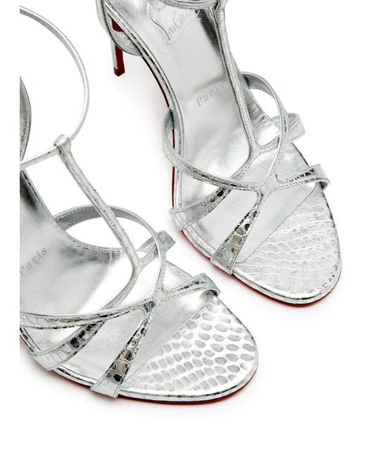 Christian Louboutin White Tangueva 100 Metallic Leather Sandals