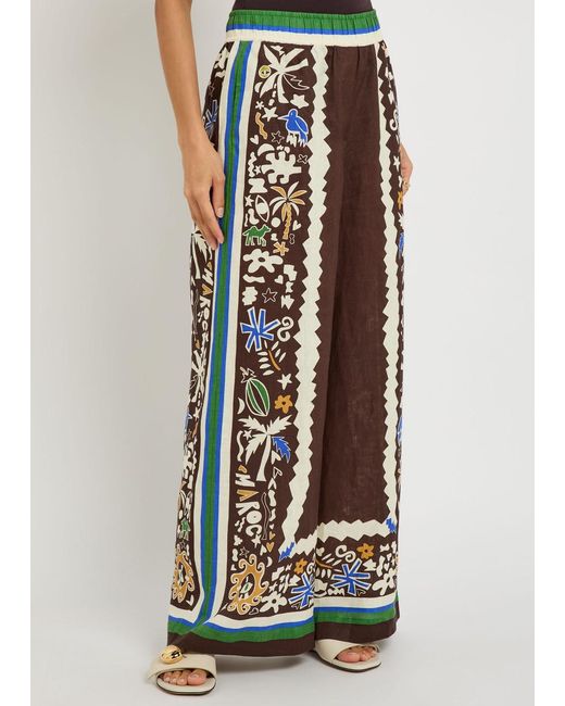 ALÉMAIS Multicolor Maroc Printed Wide-Leg Linen Trousers