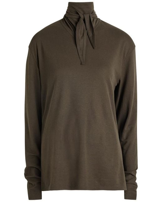 Lemaire Brown Tie-Embellished Cotton Top
