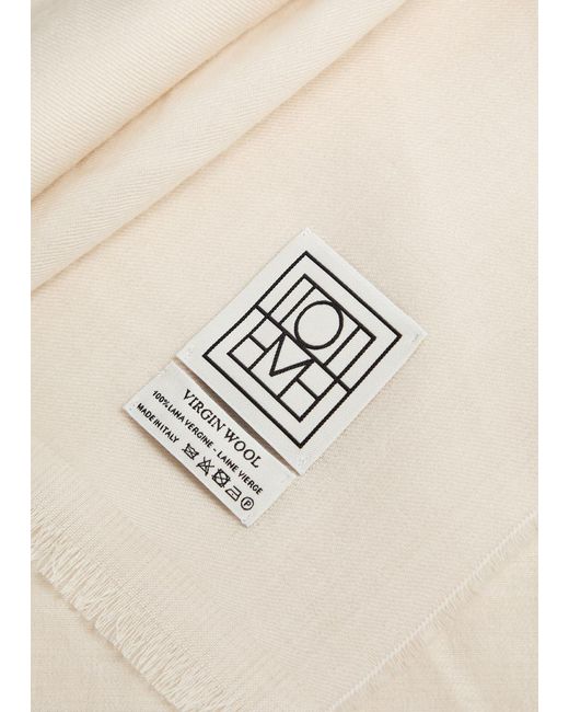 Totême Natural Frayed Wool Scarf