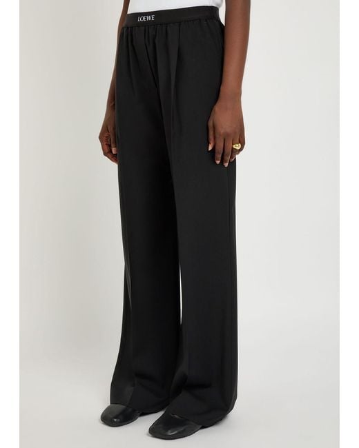 Loewe Black Logo Wool Trousers