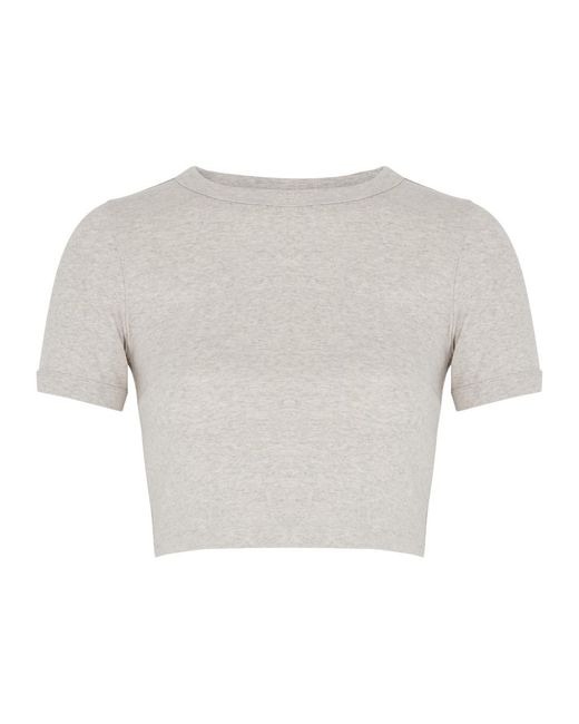 Flore Flore Gray Car Cropped Cotton T-Shirt