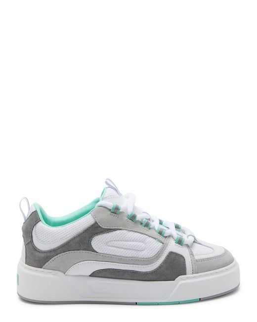 Cleens White Essential Skate Evo Panelled Mesh Sneakers for men