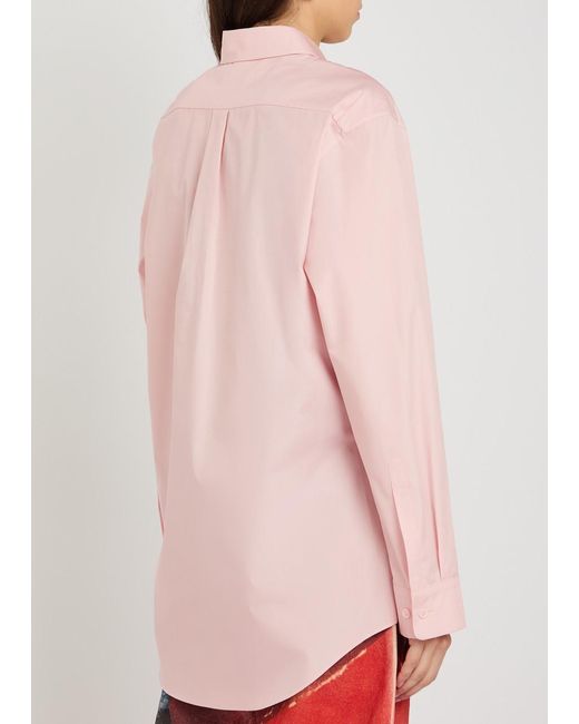 Gabriela Hearst Pink Reyes Logo-Embroidered Cotton-Poplin Shirt