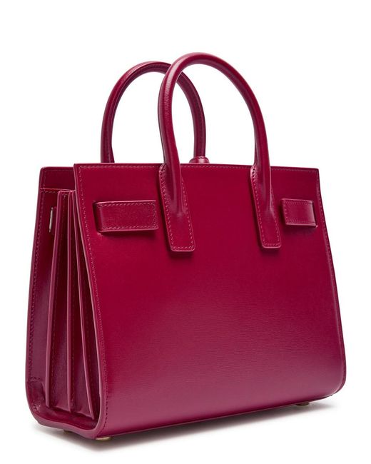 Saint Laurent Red Sac De Jour Nano Leather Top Handle Bag