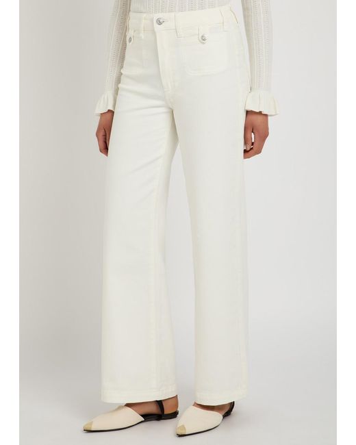 PAIGE White Anessa Wide-Leg Jeans