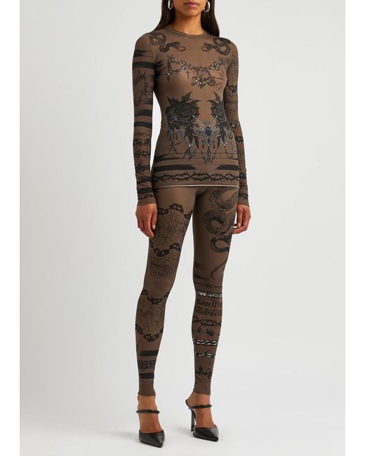 Jean Paul Gaultier Gray X Knwls Printed Stretch-jersey leggings