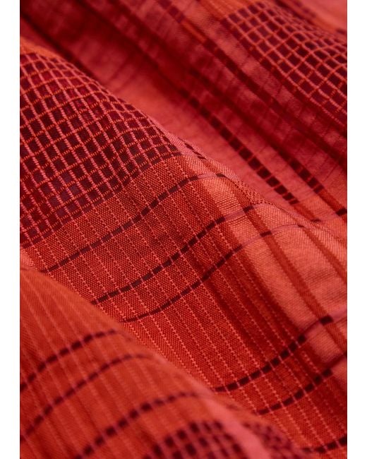 NN07 Red Ben Checked-Jacquard Woven Shirt for men