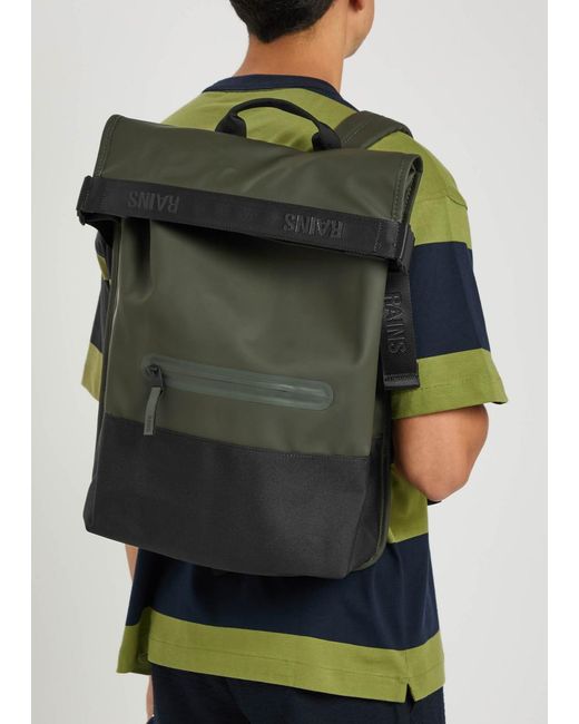 Rains Green Trail Rolltop Backpack for men