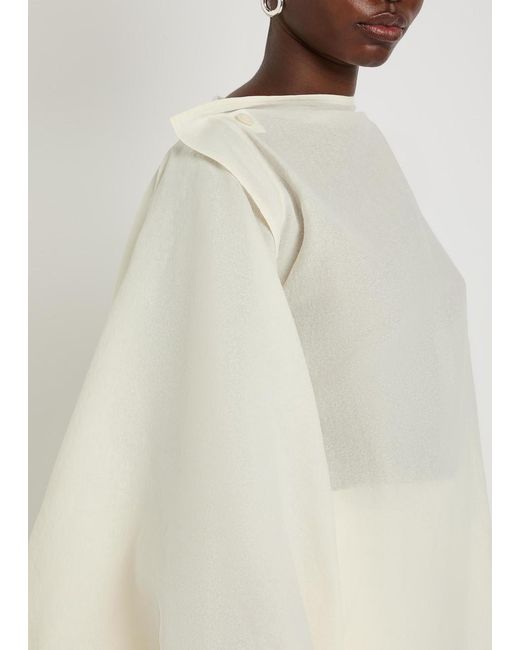 Issey Miyake White All Squares Cape-Effect Asymmetric Paper-Blend Top