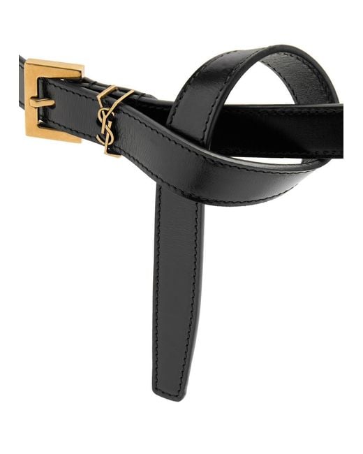 Saint Laurent Black Logo Leather Belt