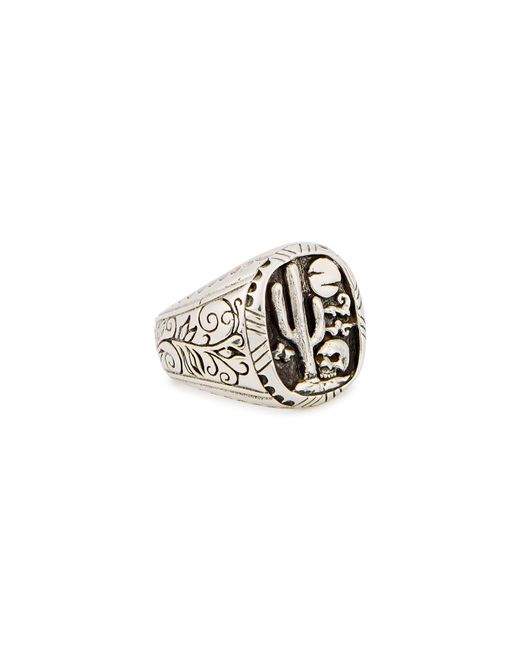 Clocks and Colours White Tumbleweed Engraved Sterling Ring for men
