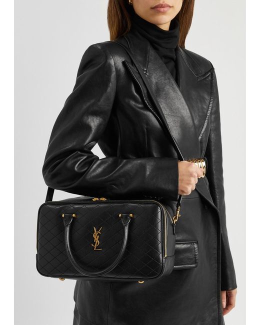 Saint Laurent Black Lyia Quilted Leather Tote