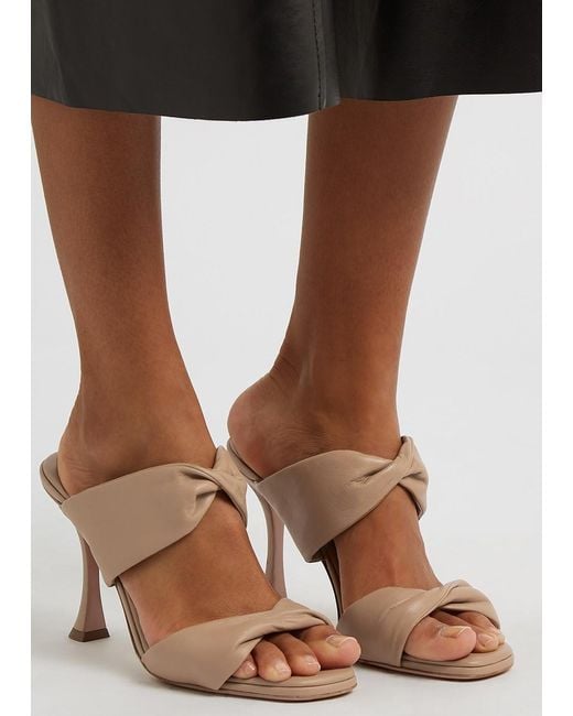 Aquazzura Natural Twist 95 Almond Leather Sandals, Sandals Size 3