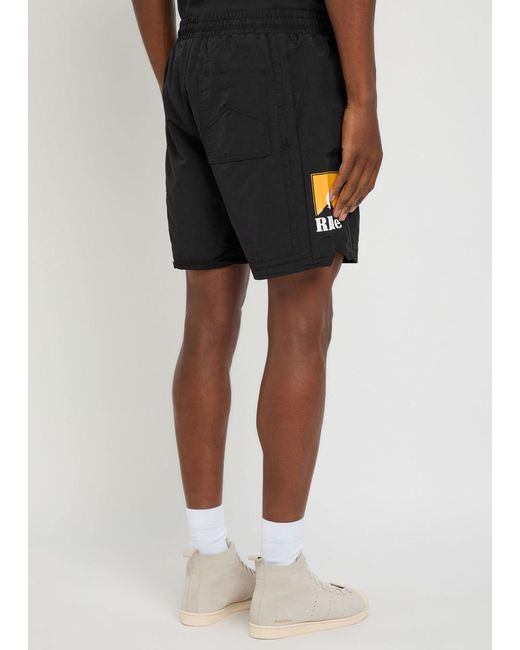 Rhude Black Moonlight Printed Shell Shorts for men