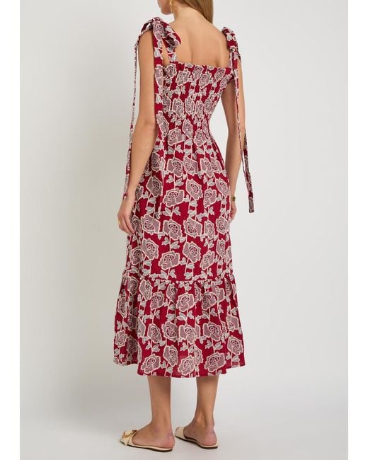 Erdem Floral-Embroidered Cotton-Blend Midi Dress