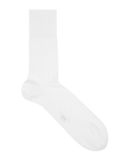 Falke White Tiago Stretch-Cotton Socks for men