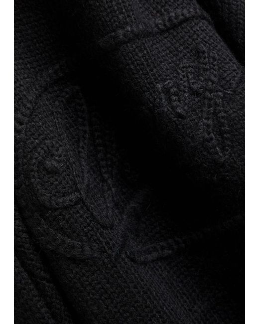 CHERRY LA Black Logo Knitted Alpaca-Blend Henley Jumper for men