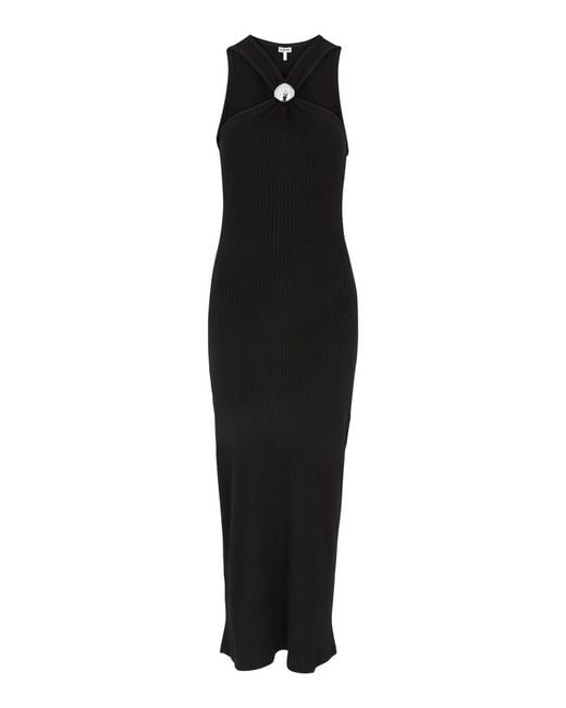 Loewe Black Anagram Pebble Jersey Midi Dress