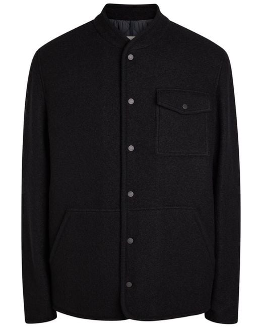 Moncler Black Boiled Wool Overshirt for men