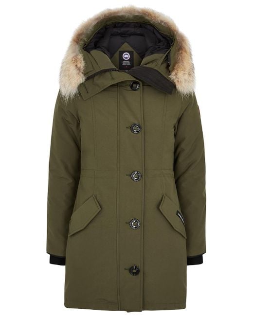 Canada Goose Cotton Rossclair Fusion Fit Fur-trimmed Parka in Khaki