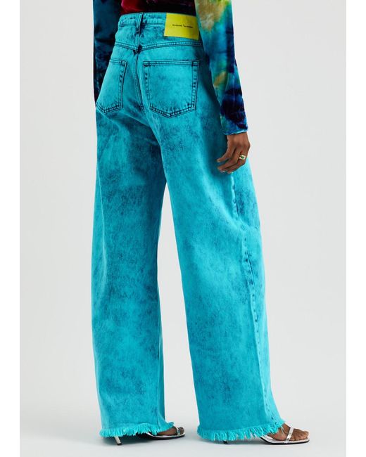 Marques'Almeida Blue Overdyed Wide-Leg Jeans