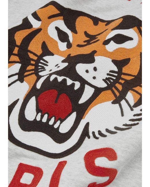 KENZO White Lucky Tiger Embroidered Cotton Sweatshirt for men