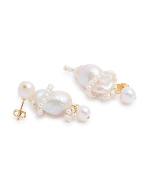 Completedworks White Carvings 18Kt-Vermeil Drop Earrings