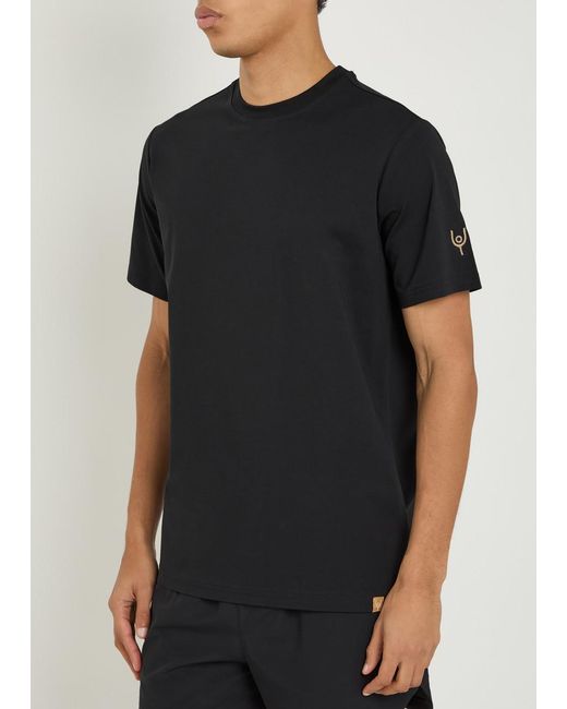 Now You Live Black Arensby Logo-Embroidered Cotton T-Shirt for men