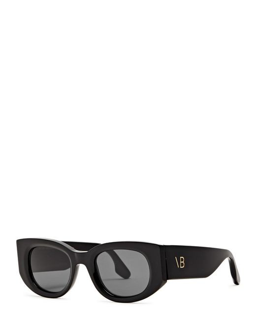 Victoria Beckham Black Oval-frame Sunglasses