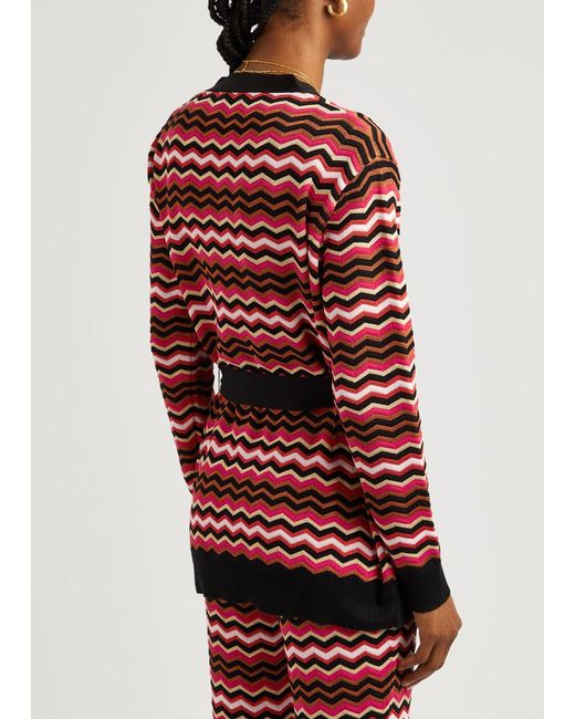 Missoni Red Zigzag-intarsia Knitted Cardigan