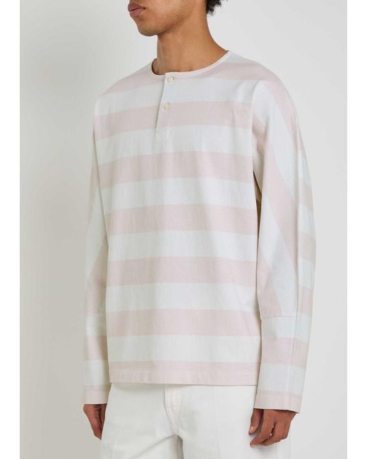 Jacquemus White Le Tshirt Mariniére Striped Cotton T-Shirt for men