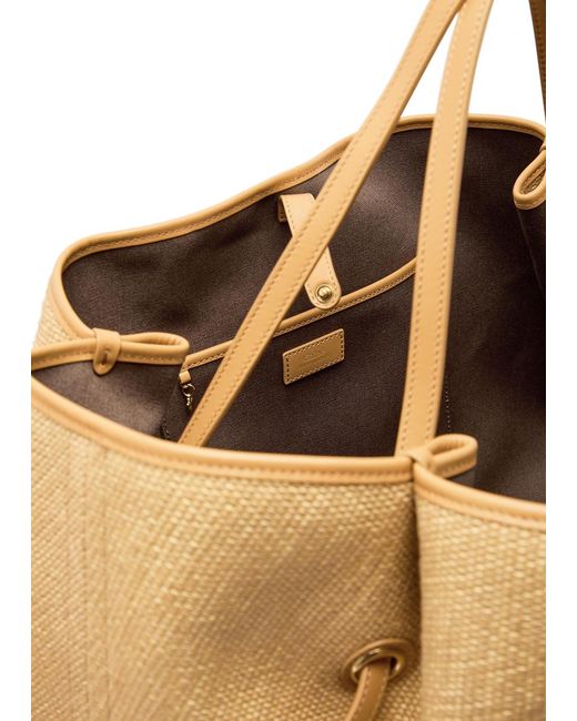Chloé Natural Clover Medium Logo-Embroidered Raffia Tote