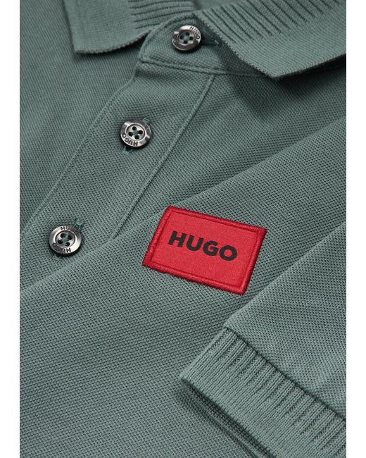 HUGO Green Logo Piqué Cotton Polo Shirt for men