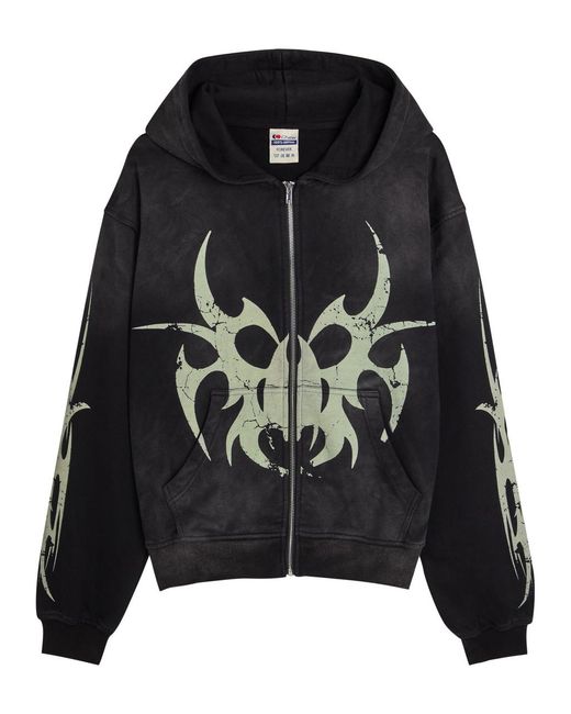 Chew Forever Black Roach Logo-Print Hooded Cotton Sweatshirt for men