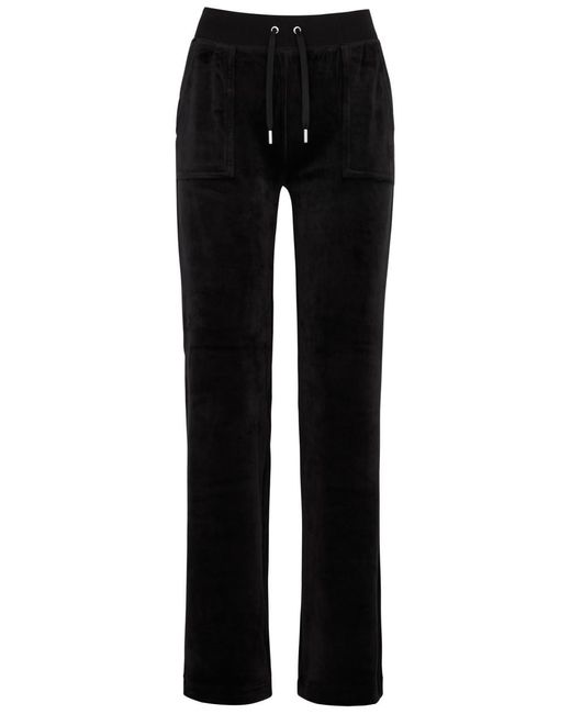 Juicy Couture Black Del Ray Logo Velour Sweatpants