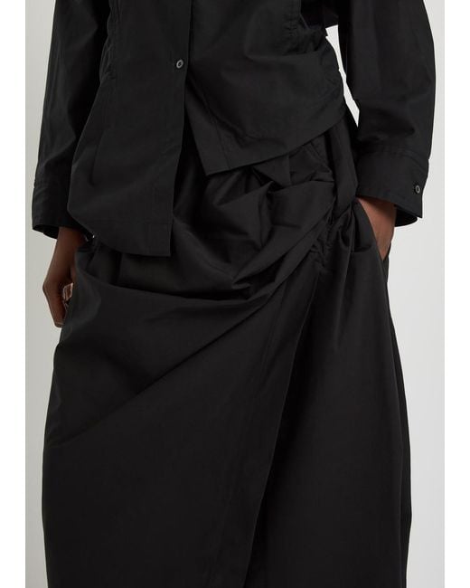 Issey Miyake Black Twisted Draped Cotton-Blend Trousers
