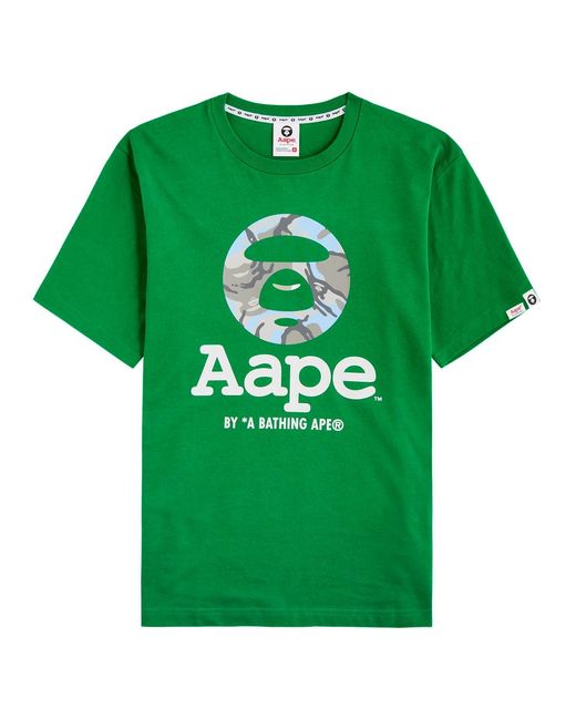 Aape Green Logo-Print Cotton T-Shirt for men