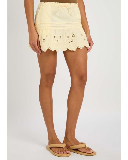 Damson Madder Natural Gabriette Broderie-Anglaise Cotton Mini Skirt