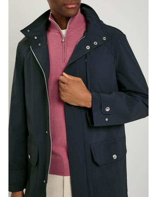 Brunello Cucinelli Blue Hooded Stretch-Nylon Jacket for men
