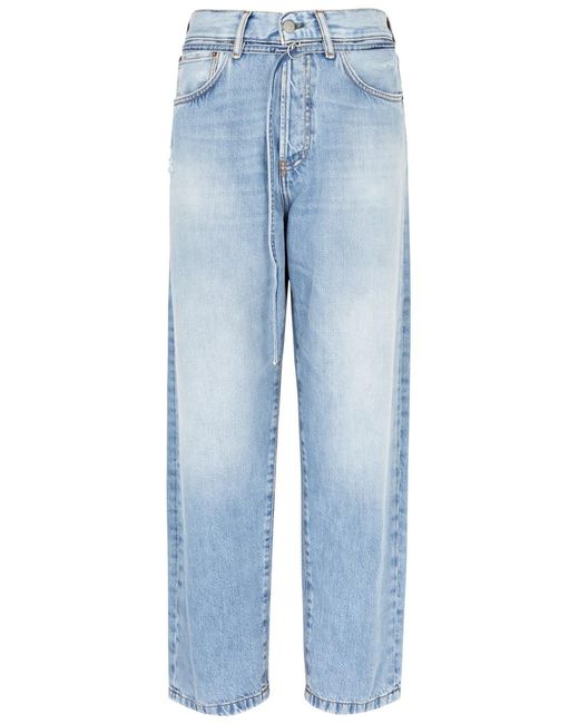 Acne Blue Distressed Wide-leg Jeans