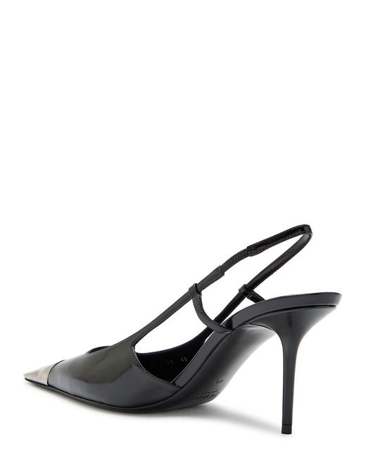 Saint Laurent Black Jeanne 75 Patent Leather Slingback Pumps