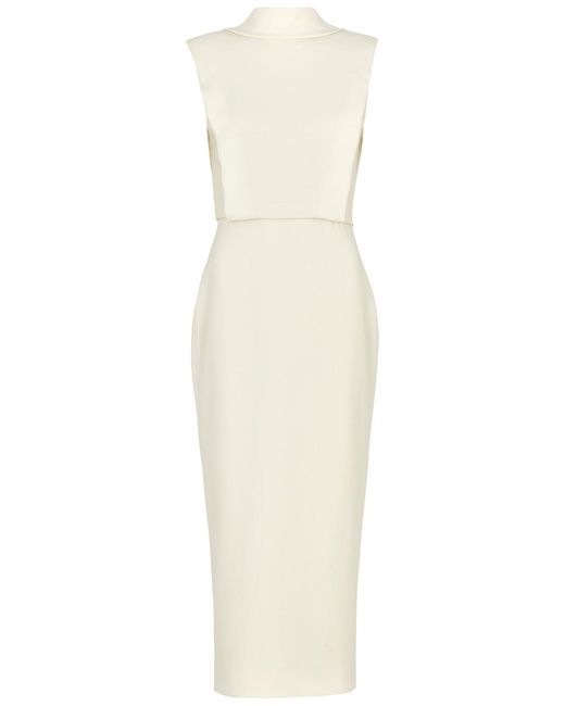 Roland Mouret Cowl-back Midi Dress in White | Lyst